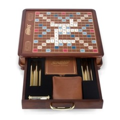 Scrabble Luxury Edition with Rotating Wooden Game Board by Winning Solutions New
