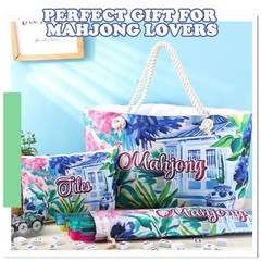 Empty Mahjong Bags Set for 24.0 x 13.0 x 4.7 inches, Blue and White