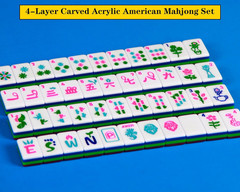 4-Layer Mahjong Tile Set 1.2-Inch Rose Red 166 American Mahjong Tile Set with 4P