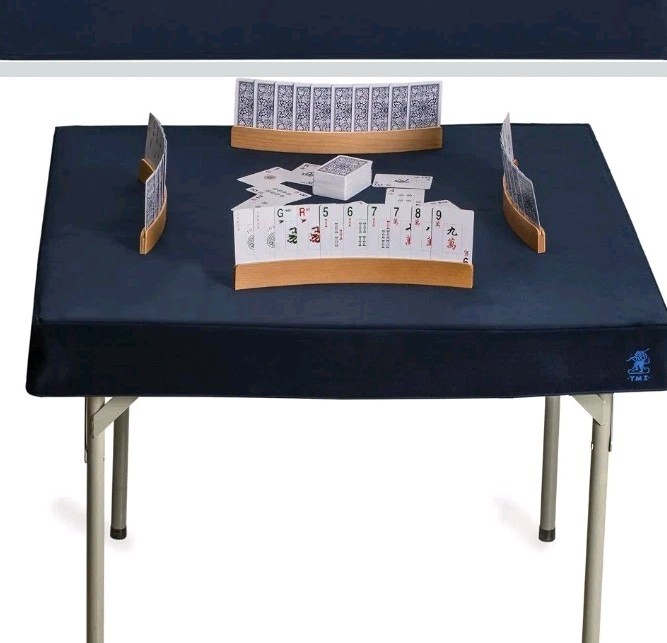 Blue Square Table Cover for Cards Mahjong Board Games Puzzles 34 Inch