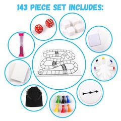 Blank Create Your Own Board Game Kit DIY 143 Piece Set – Perfect for School P…