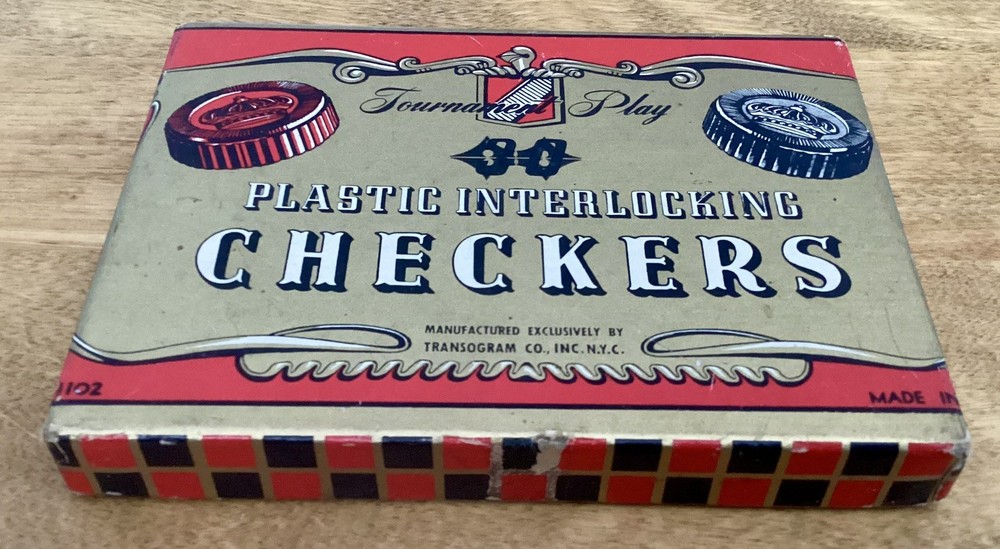 Box of VTG Tournament Play Plastic Interlocking Checkers, 24 Count, USA
