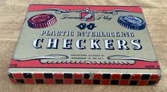 Box of VTG Tournament Play Plastic Interlocking Checkers, 24 Count, USA