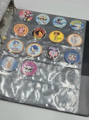 Vintage 1990s POGS Milk Caps Huge 174 Count Lot In Organized Sleeves And Binder