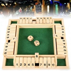 4-Player 10 Number Shut The Box Dice Game. Family Party Porch Pub Bar Board Game