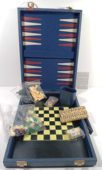 Castle Classics Game Case Backgammon Chess Checkers Dominoes Poker Dice