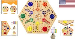 Deluxe Double-Sided Wooden Marble Game for 2-6 Players – Exciting Fast Track Fun