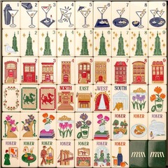 Acrylic American Mahjong Set New York Empire State Building Portable Table Game