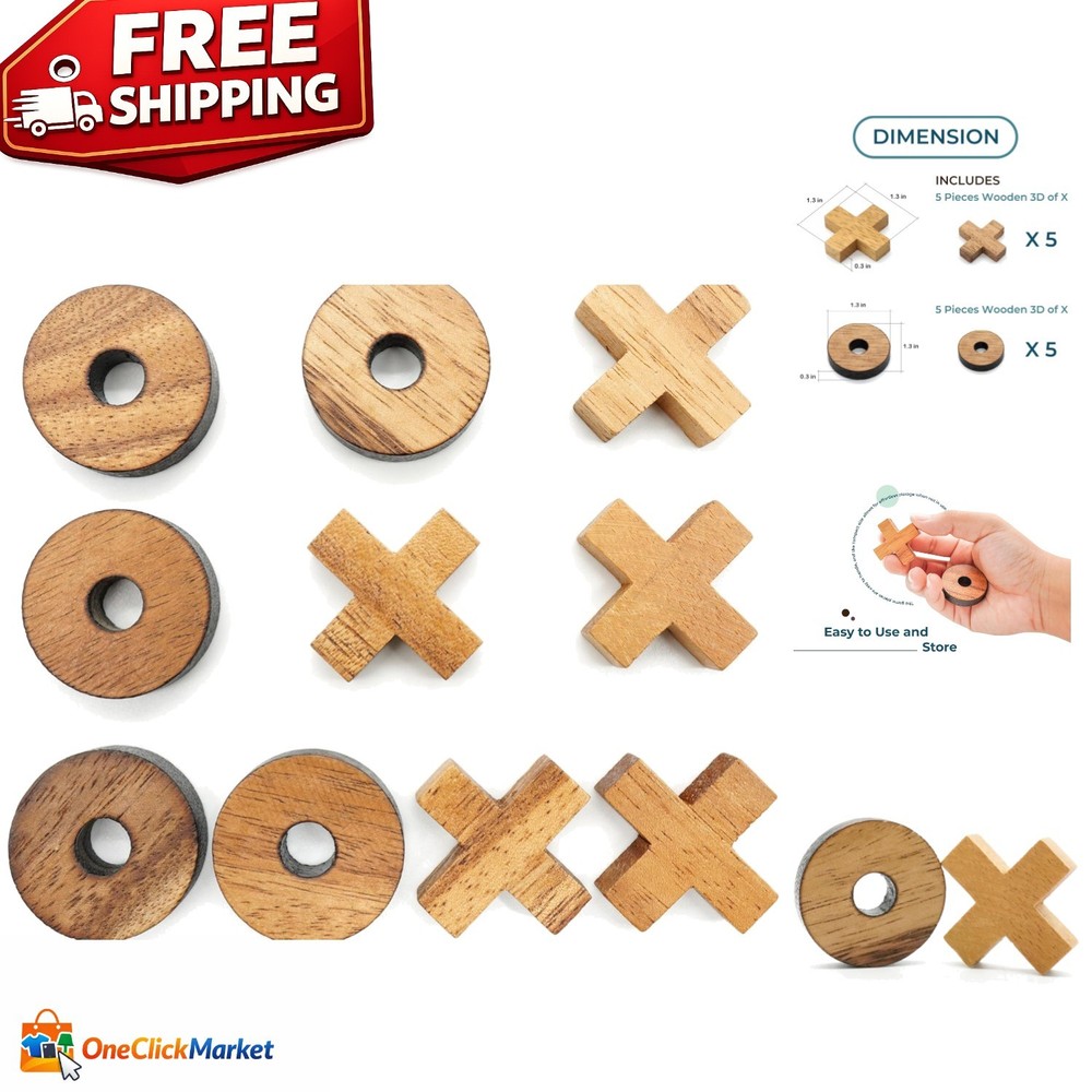 Stylish Wood Tic Tac Toe with X-O Pieces – Perfect Unisex Gift for Adults