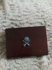 Vtge Wood Playing Card Storage Box & 2 Decks/Sealed Cards (Golf & Texas)