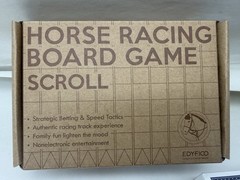 Horse Race Board Game, Portable Horse Racing Game w/Rollable Cork Mat, 12 Horses