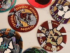 1990s Lot of 30 POISON Skull Bones Pogs Slammer Holographic Milk Caps Lot Mint!