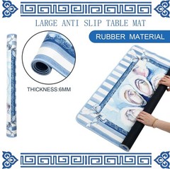 31.5″ Oyster Mahjong Mat Summer Bow Stripe Tab Tablecloth Game Mat 31.5 Inches