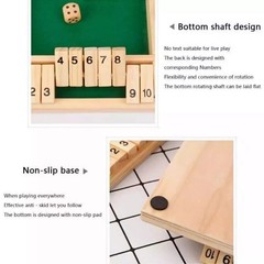 Wooden Dice Board Game Shut The Box for 4 Players Flaps&Dices Game Parent-child=