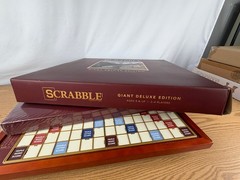 Scrabble Giant Deluxe Wooden Edition Turntable Board Game Open Box Item
