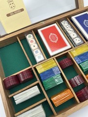 Vintage Dal Negro Italian luxury Gaming Set|Walnut Wood Case | Unopened Decks