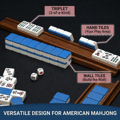 Premium Wood Mahjong Racks with Pushers, 17″ Wooden Tile Holders – Set of 4