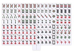 Chinese Mahjong Game Set X-Large 144 Numbered 1.5″ Blue Tiles Mah-Jongg in Case
