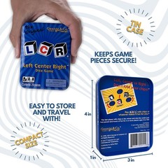 LCR® Left Center Right™ Dice Game – Blue Tin 4.5 x 3.5 x 1.5 inches,