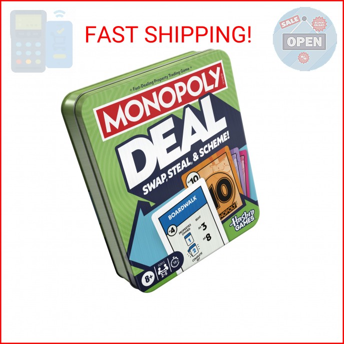 Monopoly Deal Card Game in Collectible Storage Tin | Ages 8+ | 2-5 Players | 15