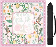 Pink Bird Floral Mahjong Mat W/ Carrying Bag 31.5″ x 31.5″ Table Mat