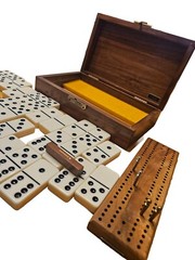 Alex Cramer ‘Cabin Club’ Classic Domino Set with Black Walnut Case – RARE