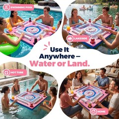 Floating Pool Mahjong Table 31.5-inch Waterproof Game Tray for Pool Beach Lake