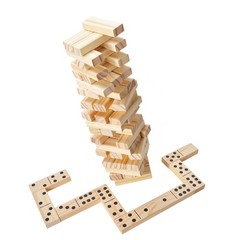 VEVOR Tumbling Timber Toy 54 Blocks Tumble Tower Blocks Pine Wood Crate Multiple
