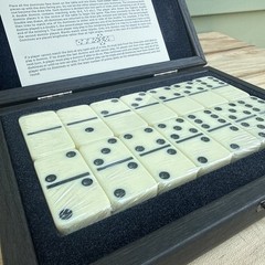 Luxury Manopoulos Dominoes Set W/Wood Case Handmade in Greece (SEALED NEW)