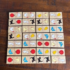 Vintage 1985 Action Industries Wooden Animal Dominoes Game Complete 28 pcs Box