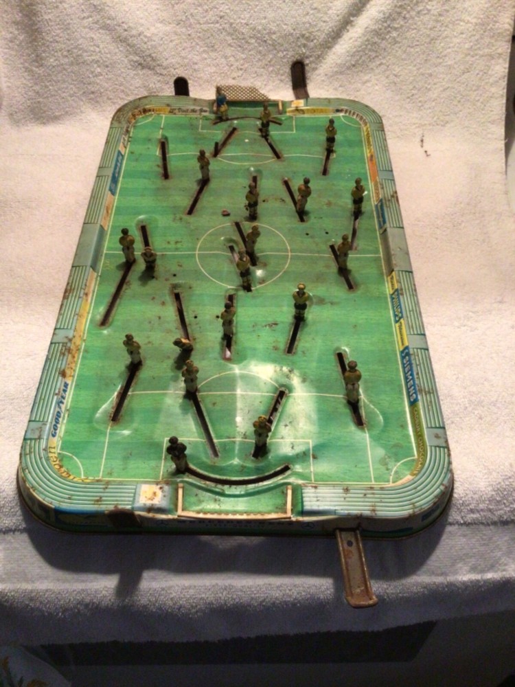 Vtg. Tin Litho Tabletop Olympic Soccer Football Game by Technofix 1960s HTF Toy