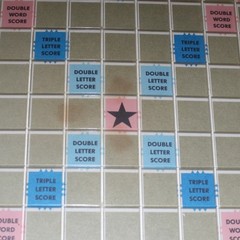 Scrabble Deluxe Edition Crossword Game with Turntable Base Red Tiles 1989