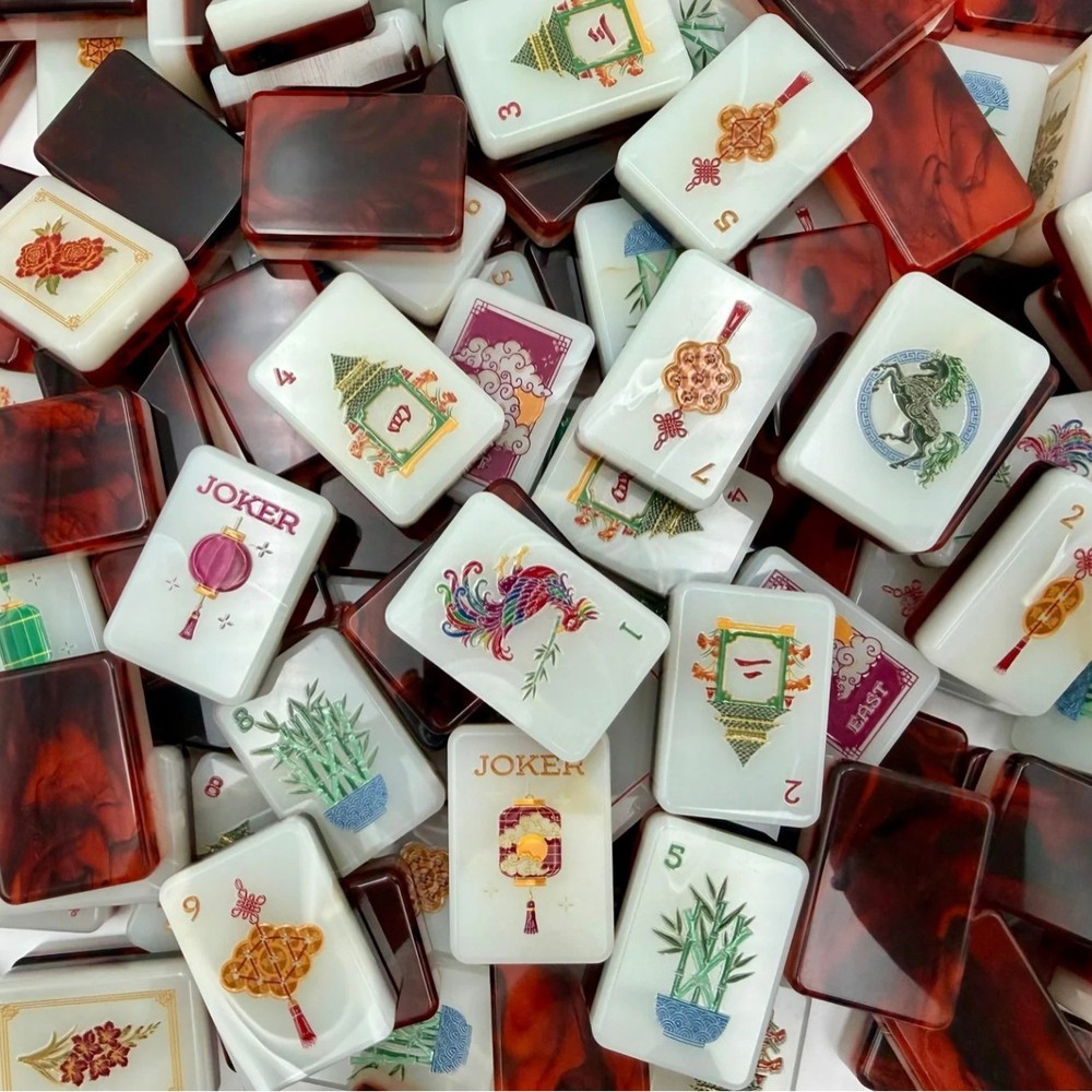 New High-end The Wealth of Fire American Mahjong Tiles Set Red Color,160 Tiles