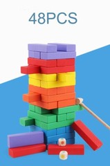 48 Pcs Tacobear Colorful Wooden Stacking Board Games Building Blocks