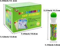Bingo Daubers Dot Markers – Mixed Colors Set of 24 Pack-12Colors