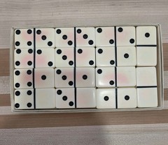 Puremco Marblelike Dominoes White Standard Double 6 WATERMELON No 616 Vintage