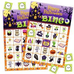 Halloween Bingo Game Set 24 Unique Cards 500 Ghost Markers Fun For All Ages