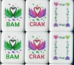 Complete American Mahjong Set Engraved Acrylic Heart Motifs 166 4-Layer Tiles