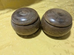 Vintage Suwabute Clam Go Stones Size22 made in Hyuga with Go Bowls Japan