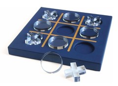 Modern Tic Tac Toe for Home Decoration with Blue Leather and Acrylic Pieces D…