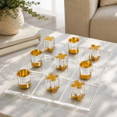 Luxury Acrylic Tic Tac Toe Game Clear Board Gold Pieces Coffee Table Decor