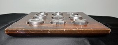 Wooden Tic Tac Toe Classic Heavy Coffee Table Game w/ Metal Pieces 9.5”x9.5”