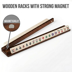 Premium Wood Mahjong Racks with Pushers, 17″ Wooden Tile Holders – Set of 4