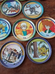 Digimon Rappers Lot Of 31 Digital Monsters Metal Pogs Tazos 2 Inch Mgic Box 2001
