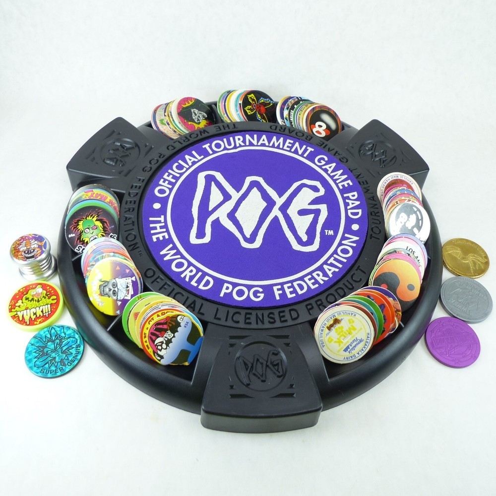 Lot of 100 Pogs, 6 Slammers, Ready To Play Tournament Game Board & Pad