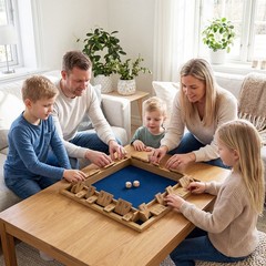 Shut The Box Game for 2-4 Players, 24 Inch Extra-Large Wooden Board w/10 Numbers