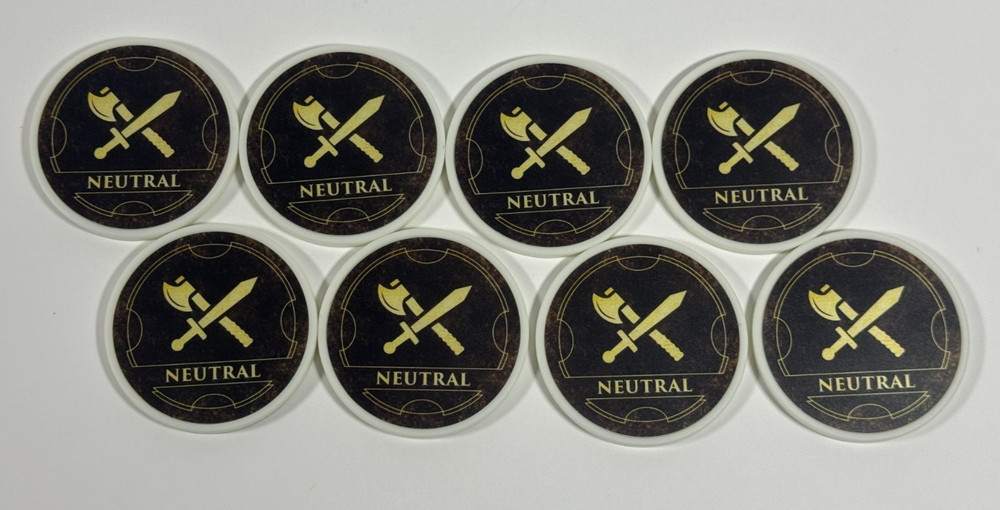Hoplomachus Victorum Board Game Neutral Unit Chips Set of 8 COMPLETE Chip Theory