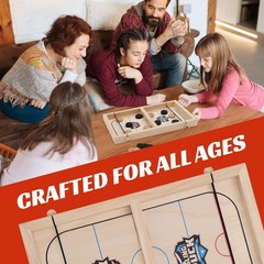 XL Fast Sling Puck Game | Tabletop Skittles Game I 14″ Wooden Family Indoor G…