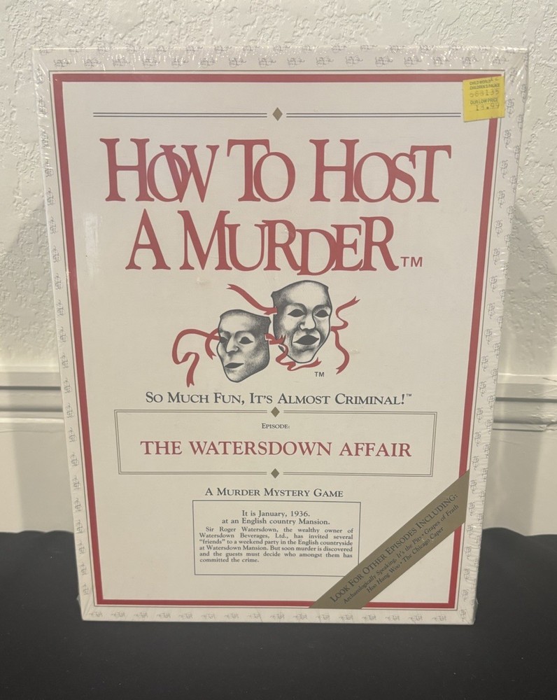 1986 How To Host A Murder Watersdown Affair Sealed & Original Price Tag Party