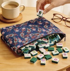 American Mahjong Set 160 Green Tiles Racks Pushers Bag and bonus flower Mat -New